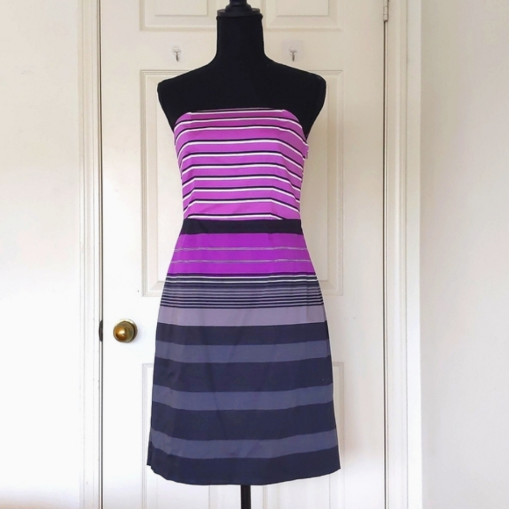 NWOT. The Limited Cotton Spandex Lined Strapless Dress with Multi Color Stripes.